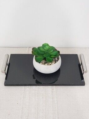 Vintage Black Granite Stone Charcuterie Serving Tray